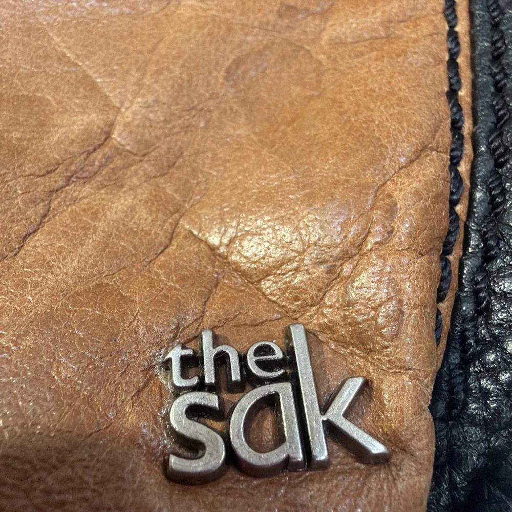 The Sak Leather Colorblock Crossbody Bag Tri-Tone Black Brown Cream Boho...‎